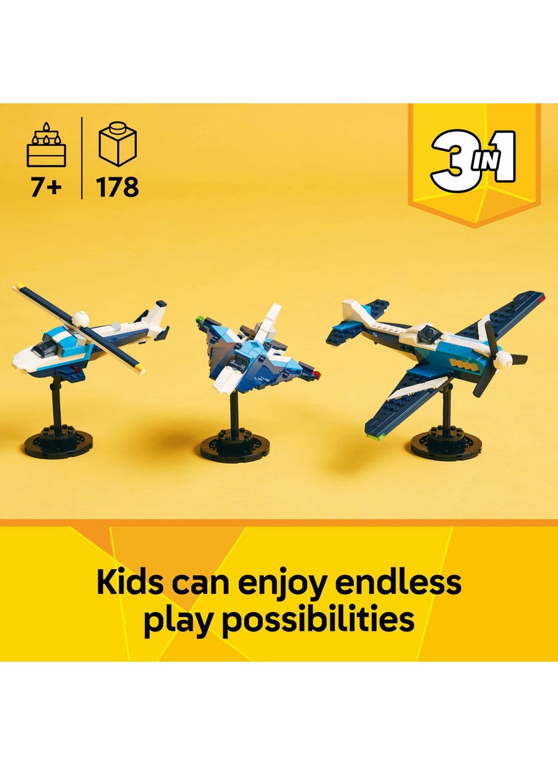 LEGO Creator 3in1 Aircraft: Race Plane Toy Vehicle Playset 31160 (178) Pieces  - Image 3