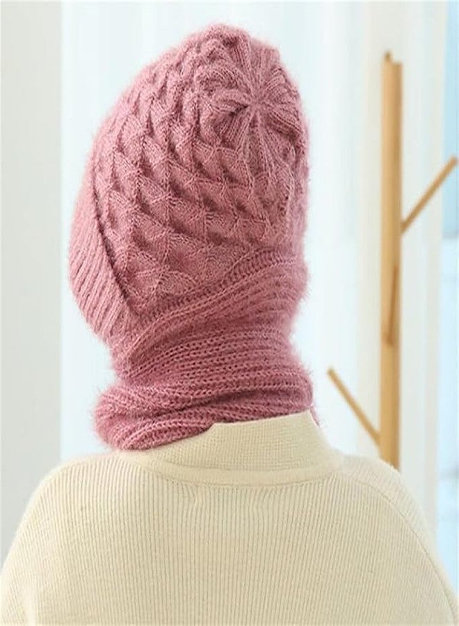 JOLYMIT 2-in-1 Winter Knitted Hat Scarf for Women - Windproof Ear Protection Hooded Beanie with Fleece Lining, Warm Muffler Cap for Cold Weather Outdoor Use (Multicolor) - Image 4
