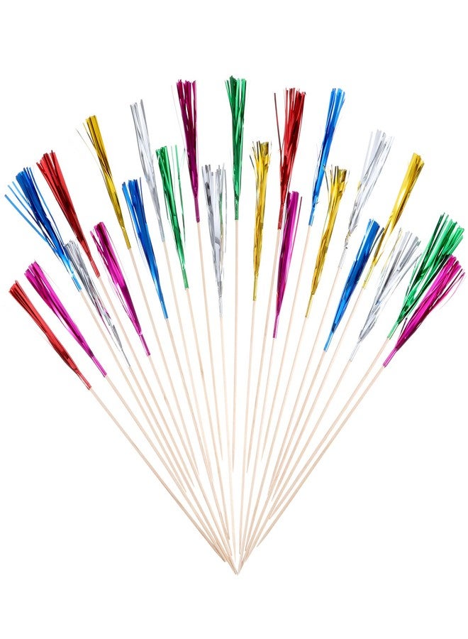 تيكيونايت مجموعة تيكونايت من 100 قطعة من زينة الكب كيك على شكل ألعاب نارية من رقائق معدنية لامعة، أعواد تزيين الكب كيك، زينة كيك عيد ميلاد سعيد مقاس 9 بوصات، أعواد تقليب المشروبات والكوكتيلات، مستلزمات تزيين حفلات أعياد الميلاد وحفلات استقبال المولود الجديد - Image 2