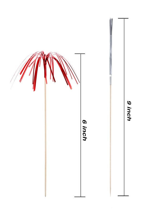تيكيونايت مجموعة تيكونايت من 100 قطعة من زينة الكب كيك على شكل ألعاب نارية من رقائق معدنية لامعة، أعواد تزيين الكب كيك، زينة كيك عيد ميلاد سعيد مقاس 9 بوصات، أعواد تقليب المشروبات والكوكتيلات، مستلزمات تزيين حفلات أعياد الميلاد وحفلات استقبال المولود الجديد - Image 4