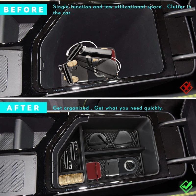 MARCHFA Center Console Organizer Tray for Kia EV6 (2022-2025) - Black - Image 2