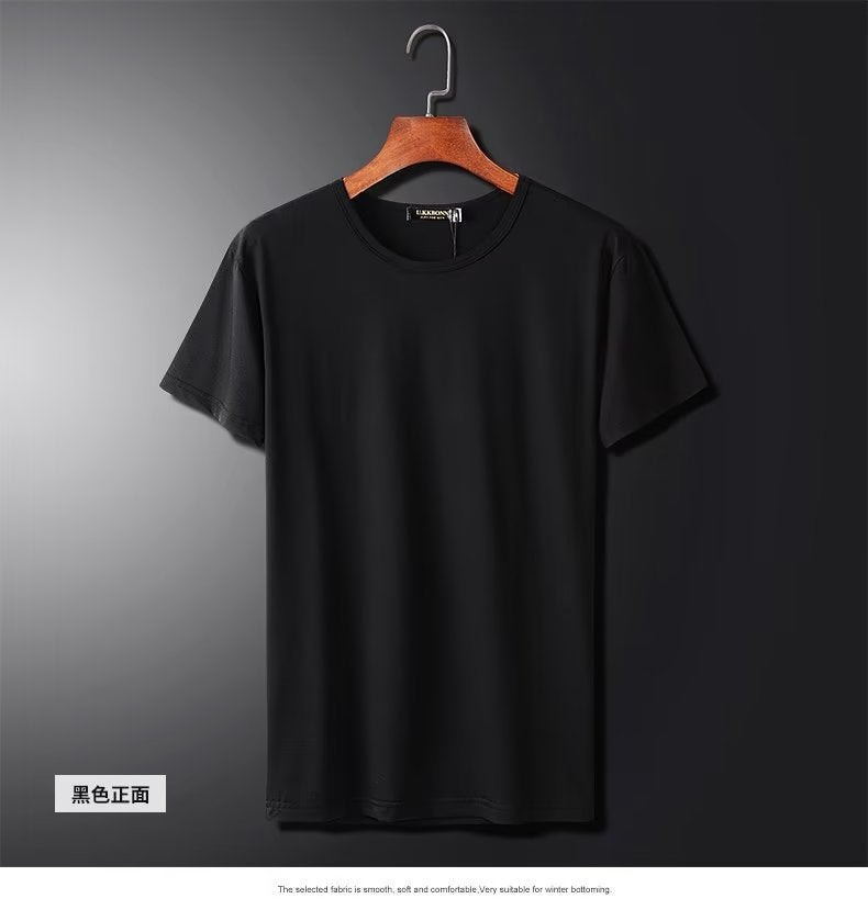 Summer Men'S White Short-Sleeved T-Shirt 2022 New Round Neck Fashionable All-Match Solid Color Half-Sleeved T-Shirt Base Shirt Clothes - Image 1