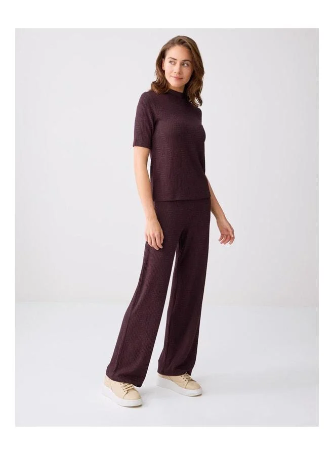 Jimmy Key Brown Normal Fit Elastic Waist Knitted Pants.