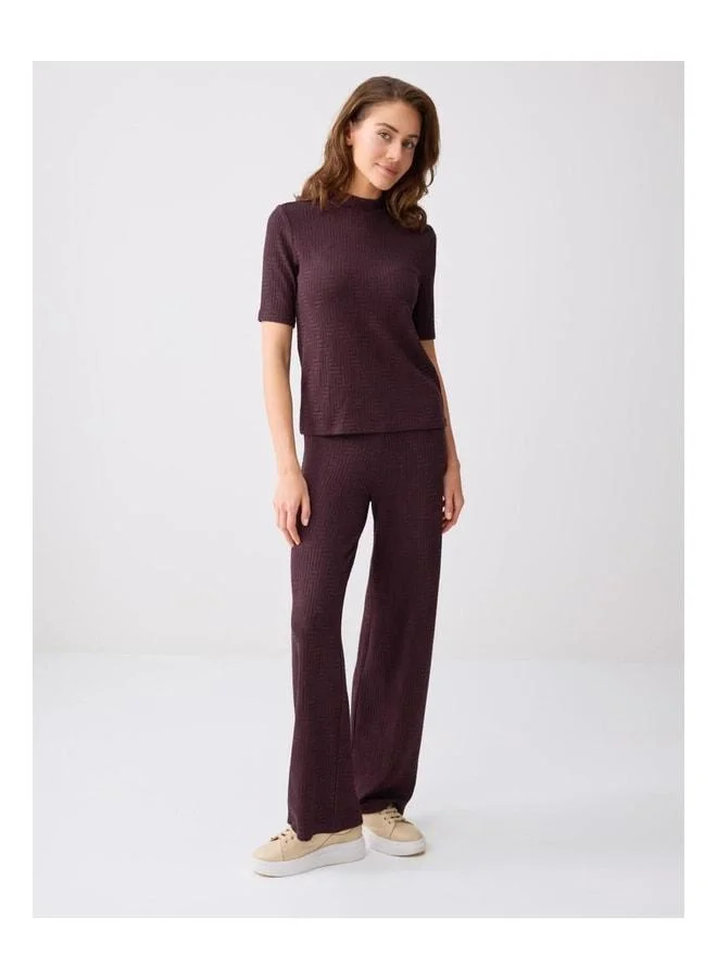 Jimmy Key Brown Normal Fit Elastic Waist Knitted Pants.