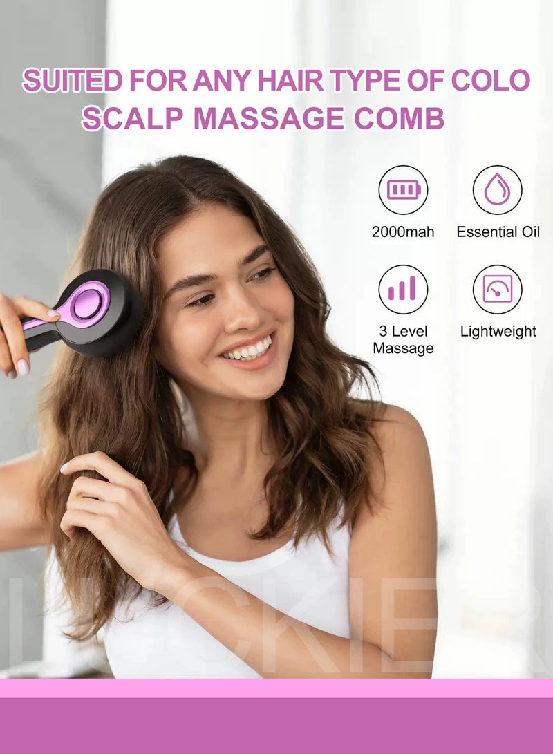 LUCKIER Electric Massage Comb - 3-in-1 hair care comb, kneading massage can relieve fatigue, red light wave promotes hair follicle health, equipped with 6 ml hair oil applicator, suitable for dry climate and thick hair care needs. - Image 2