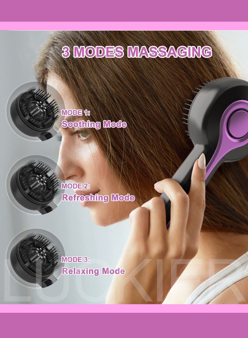 LUCKIER Electric Massage Comb - 3-in-1 hair care comb, kneading massage can relieve fatigue, red light wave promotes hair follicle health, equipped with 6 ml hair oil applicator, suitable for dry climate and thick hair care needs. - Image 4