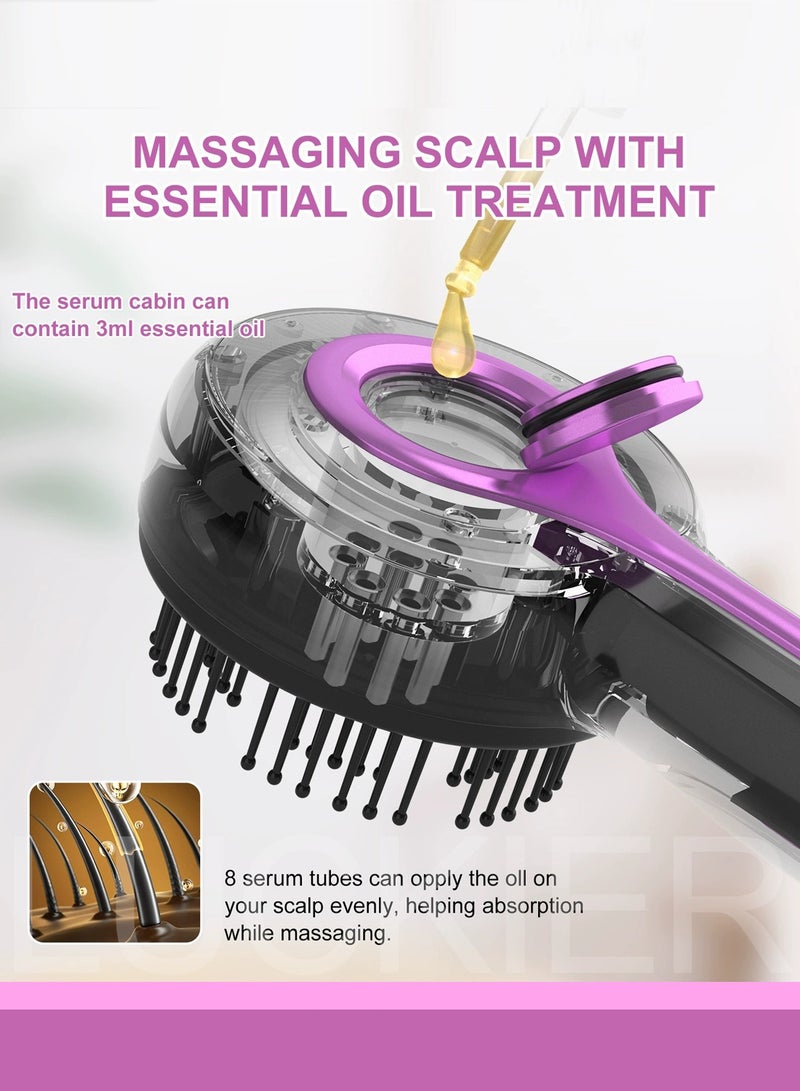 LUCKIER Electric Massage Comb - 3-in-1 hair care comb, kneading massage can relieve fatigue, red light wave promotes hair follicle health, equipped with 6 ml hair oil applicator, suitable for dry climate and thick hair care needs. - Image 5