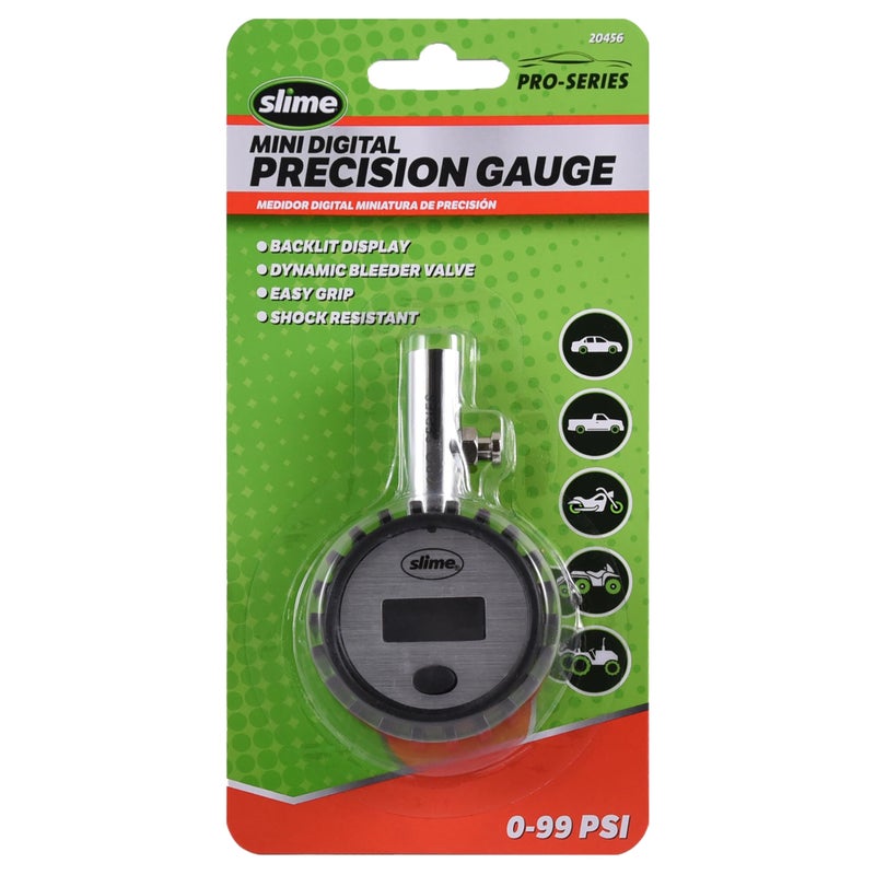 Slime 20456 Tire Pressure Gauge ProSeries Mini Digital Precision 5100 psi