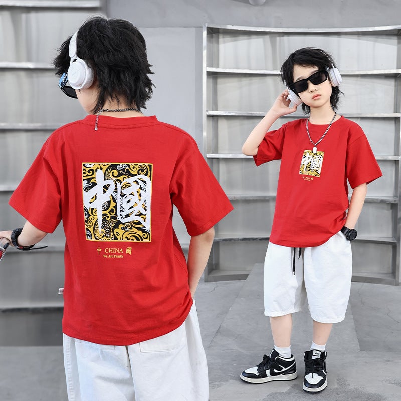 Boys' T-Shirt 2024 Children'S T-Shirt Short Sleeve Cotton Baby Cartoon Korean Style Bottoming Top Children'S Clothing - Image 1