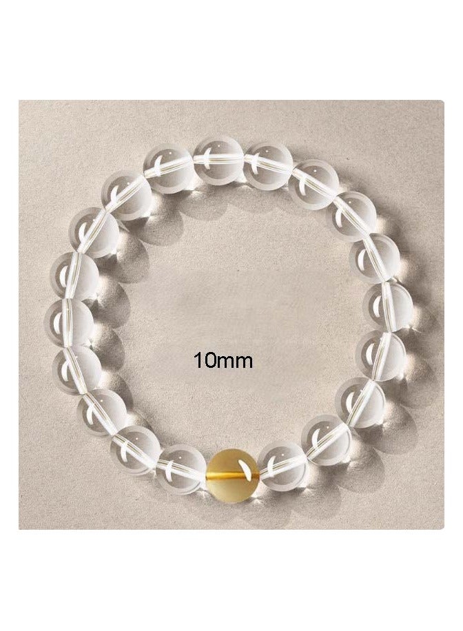 سوار من خرز الحظ من الكريستال الأبيض الجليدي الطبيعي النقي + سوار من خرز الحظ من الكريستال الأصفر المفرد، سوار حشو - Image 3