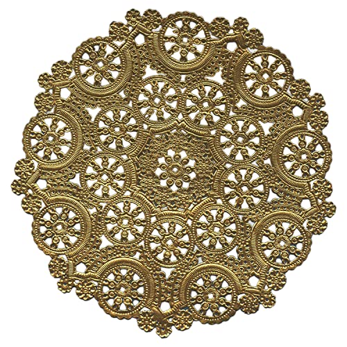 Royal Lace Fine Quality Paper Products, Medallion Lace Round Paper Doilies, 10-Inch, Gold Foil, Pack of 8 - Image 1