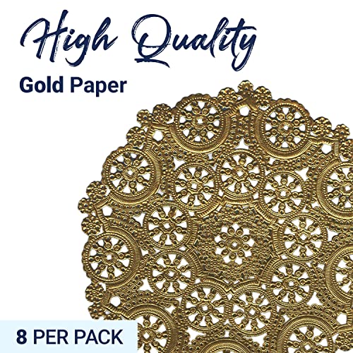 Royal Lace Fine Quality Paper Products, Medallion Lace Round Paper Doilies, 10-Inch, Gold Foil, Pack of 8 - Image 3