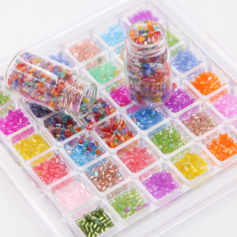 JOJOPLAY Tube Seed Beads Crafts Glass Bugle Beads Small Craft 3mm with for Jewelry Making Embroidery Decoration (28 Colors, 16800pcs) - Image 3
