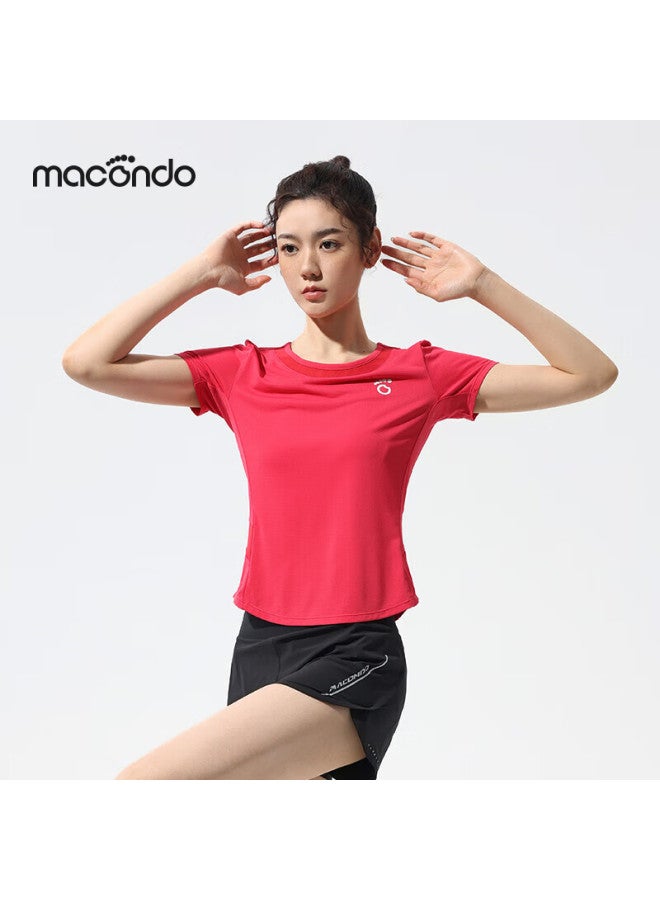 Macondo Antibacterial Short-sleeve T-shirt, Silver Ion Antibacterial Underarm One-piece Structure, Night Running Reflective, Elegant Raspberry Color, Women's Size S - Image 4