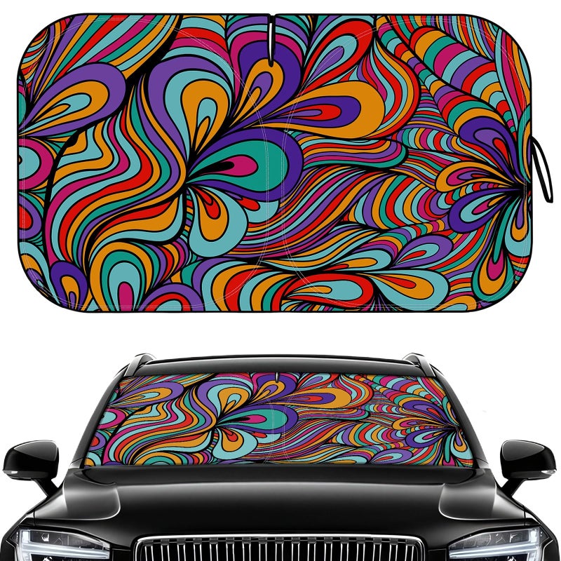 Pleneal Windshield Sun Shade Car Sun Shade Windshield Reflector Sunshade Offers Ultimate Protection for Car Interior Foldable Front Window Fit for Hatchback Truck SUV MPV - Image 2