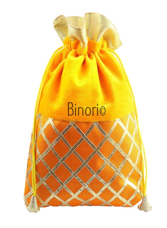 Binori Women's Velvet Gota Potli Batwa Bag Bridal Purse Women handbag Shagun Pouch for Return Gifts (Pack of 6) - Image 5