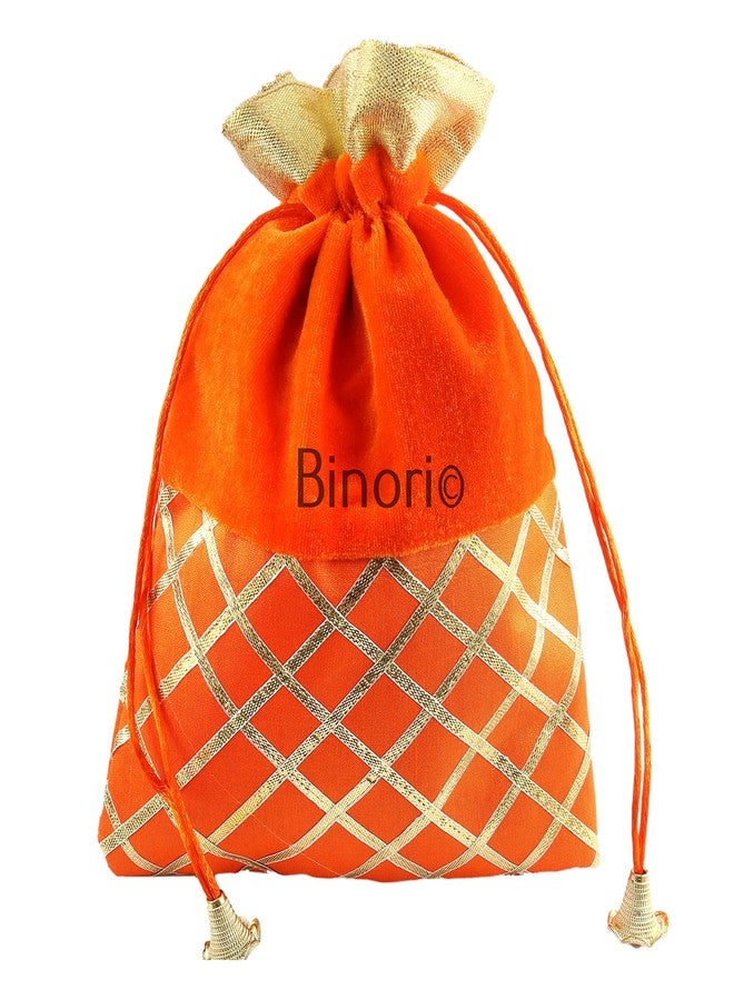 Binori Women's Velvet Gota Potli Batwa Bag Bridal Purse Women handbag Shagun Pouch for Return Gifts (Pack of 6) - Image 3
