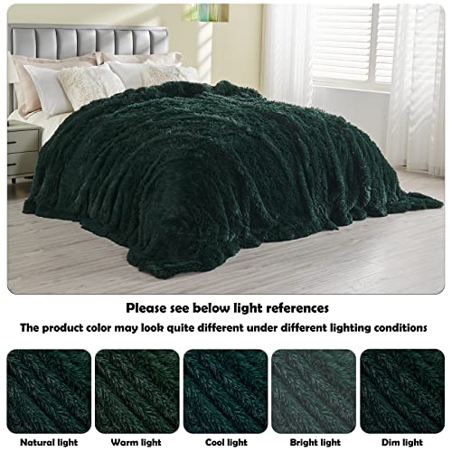 GONAAP Fuzzy Faux Fur Throw Blanket Queen Size Forest Green Super Soft Cozy Plush Fuzzy Shaggy Blanket for Couch Sofa Bed (Forest Green, Queen(90"x90")) - Image 4