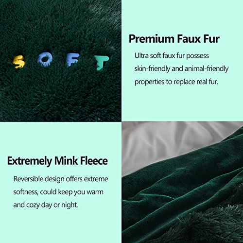 GONAAP Fuzzy Faux Fur Throw Blanket Queen Size Forest Green Super Soft Cozy Plush Fuzzy Shaggy Blanket for Couch Sofa Bed (Forest Green, Queen(90"x90")) - Image 5