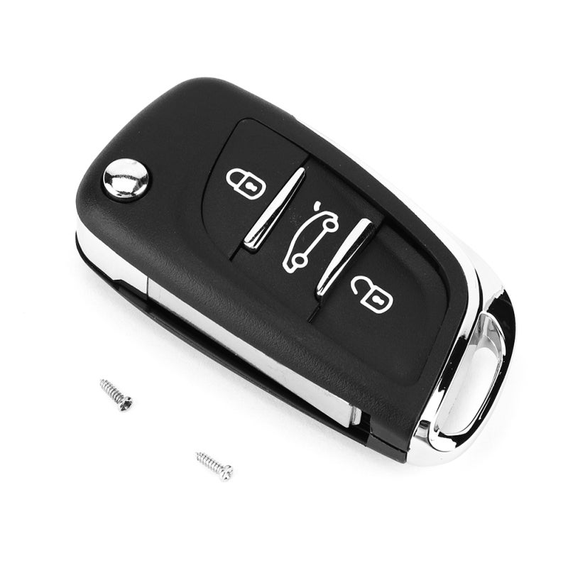 3 Button Flip Key Fob Case - ABS Plastic Material Remote Key Shell Cover Without Key Blade Groove for Peugeot Key Replacement - Image 1