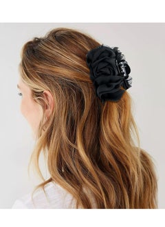 Oasisgalore 4 Pack Large Chiffon Pleated Rose Hair Claws, Floral Barrettes, Hair Bow Grips for Women & Girls.  - Image 4