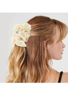 Oasisgalore 4 Pack Large Chiffon Pleated Rose Hair Claws, Floral Barrettes, Hair Bow Grips for Women & Girls.  - Image 5