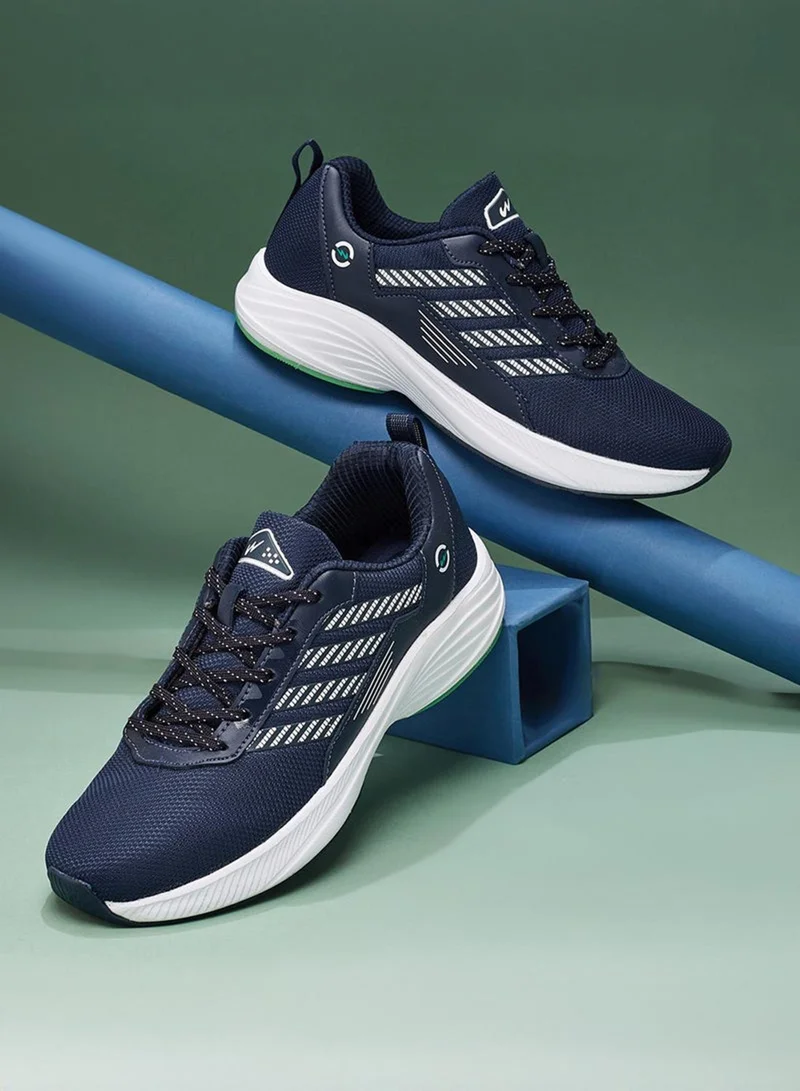 CAMPUS Men’s Navy Sneakers – Sleek Line Pattern Design Shoes with Modern Sporty Aesthetic