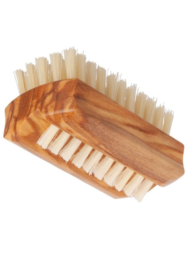 REDECKER Natural Pig Bristle Travel Nail Brush With Waxed Olive Wood Handle, 2-1/4-Inches - Boar Bristle Nail Brush For Cleaning Fingernails - German Wooden Nail Brush  - Image 2