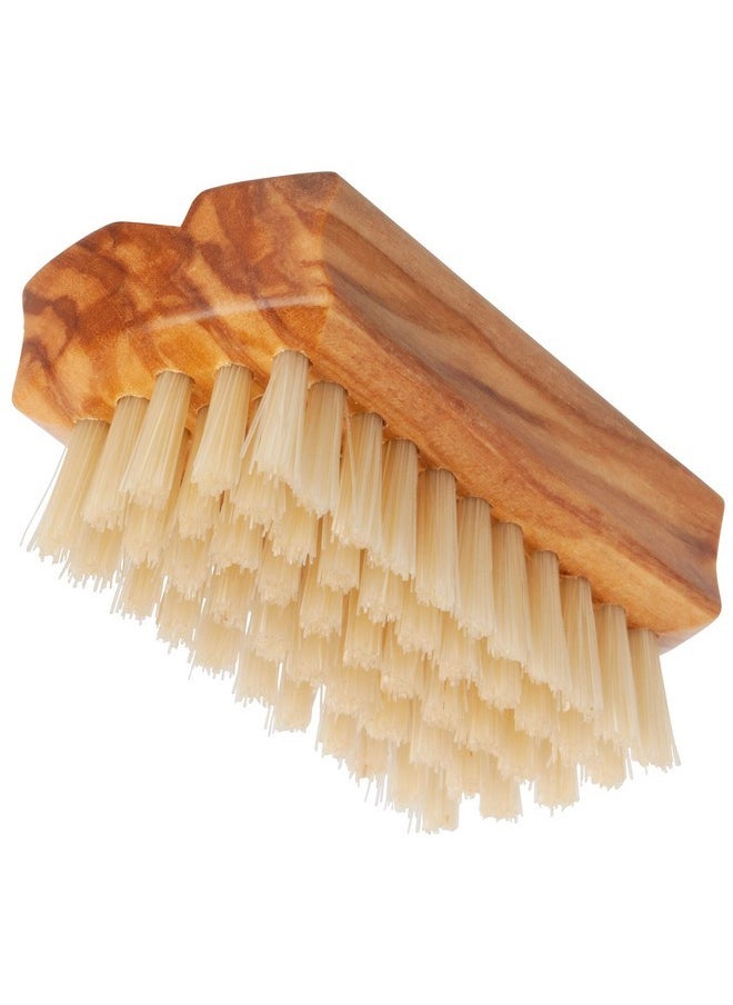 REDECKER Natural Pig Bristle Travel Nail Brush With Waxed Olive Wood Handle, 2-1/4-Inches - Boar Bristle Nail Brush For Cleaning Fingernails - German Wooden Nail Brush  - Image 3