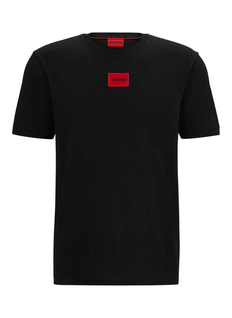 HUGO Cotton T-shirt with red logo label