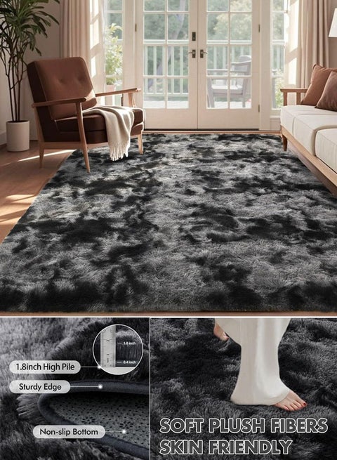Abstract soft living room and bedroom rug - luxurious floor mat with non-slip backing, 1.16-inch thickness, safe for children and pets, easy to clean (dark gray)