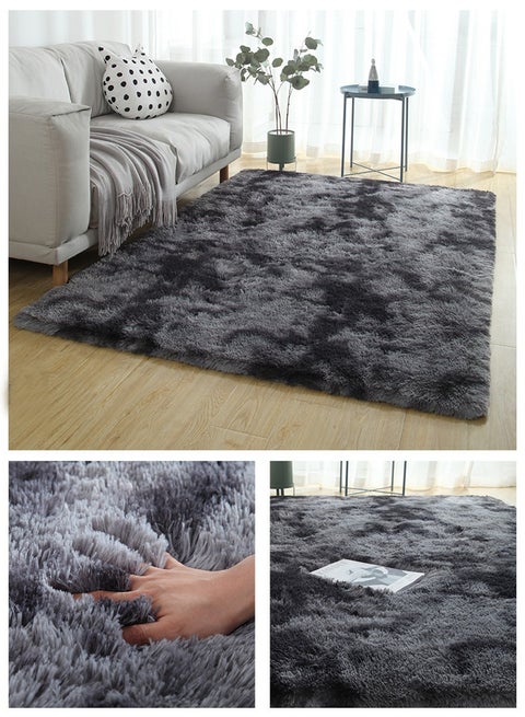 Fuzzy Abstract Area Rug – Plush Carpet for Bedroom, Living Room, Kids Nursery & Dorm Room(Dark Grey)