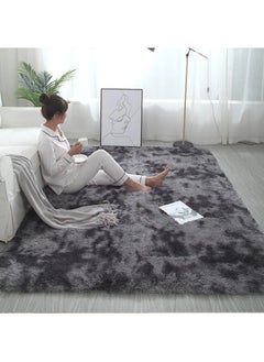 WangPangZi Fuzzy Abstract Area Rug – Plush Carpet for Bedroom, Living Room, Kids Nursery & Dorm Room(Dark Grey)  - Image 2