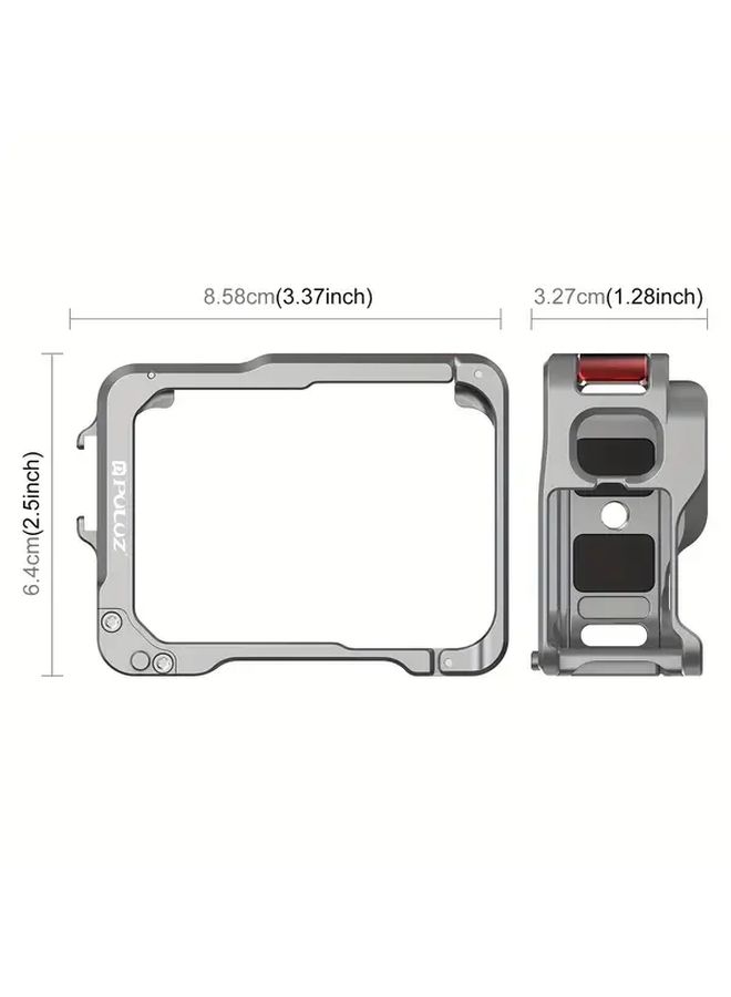 For Insta360 Ace Pro 2 Aluminum Alloy Protective Cage Rig Dual Cold Shoe Housing Frame Silvery - Image 2