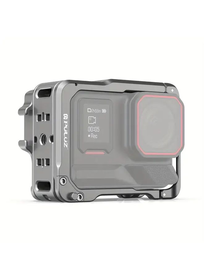 For Insta360 Ace Pro 2 Aluminum Alloy Protective Cage Rig Dual Cold Shoe Housing Frame Silvery - Image 3