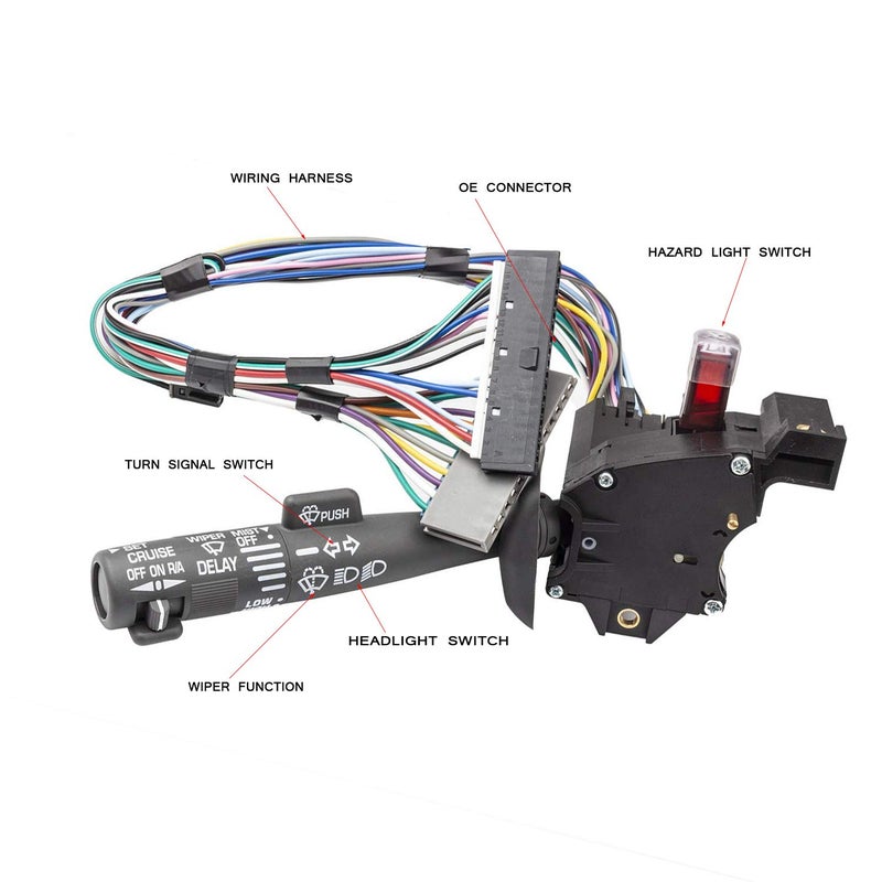 LCWRGS Multi-Function Combination Switch Replacement for 1995-2002 Chevy Tahoe S10 GMC C1500 K1500 Suburban Yukon, Replace 2330814 26100985 26036312, Turn Signal, Wiper, Washers, Cruise Control  - Image 2