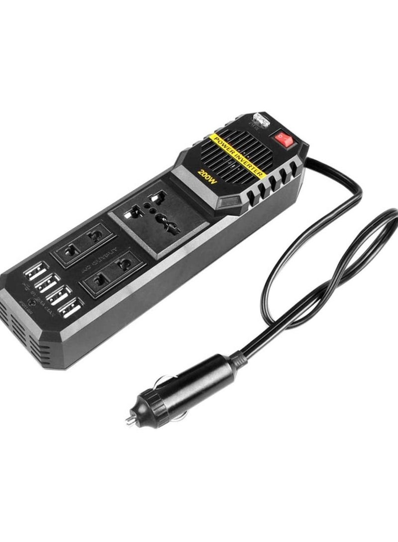 200W Car Inverter 12V to 220Volt DC to AC Converter 4 USB 3.1A Charger Wave Auto Adapter Voltage Transformer 12V  - Image 1