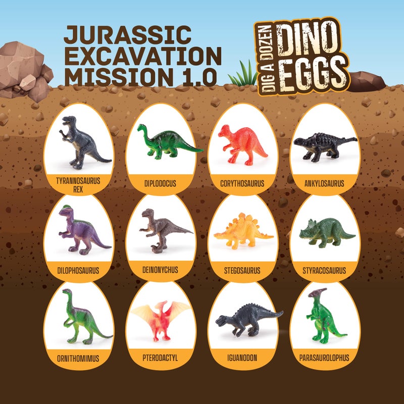 Dan&Darci Dig a Dozen Dino Egg Kit for Kids - Dinosaur Toys Gift 3-12 Year Old - 12 Eggs & Surprise Dinosaurs - Basket Stuffers - Science STEM Activities - Boy Toy Party Gifts for Boys & Girls - Image 4