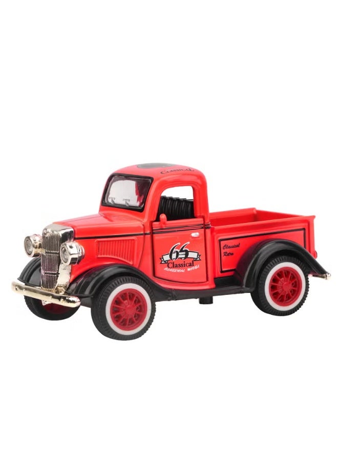 Alloy Pull Back Car Toy Pickup Truck Model Diecast Toy Sound Light Car Vehicle Toys(Red) - Image 1