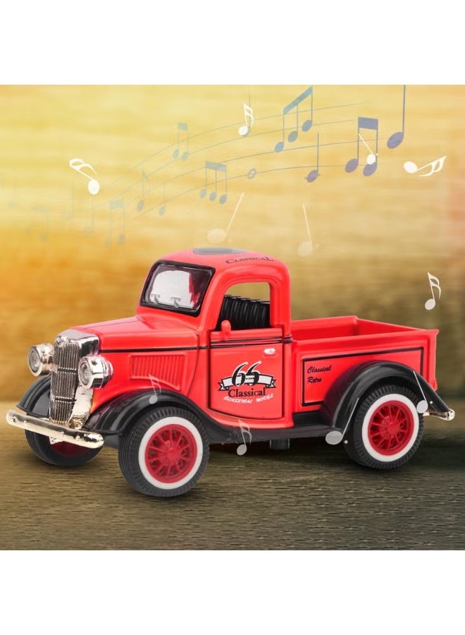 Alloy Pull Back Car Toy Pickup Truck Model Diecast Toy Sound Light Car Vehicle Toys(Red) - Image 4