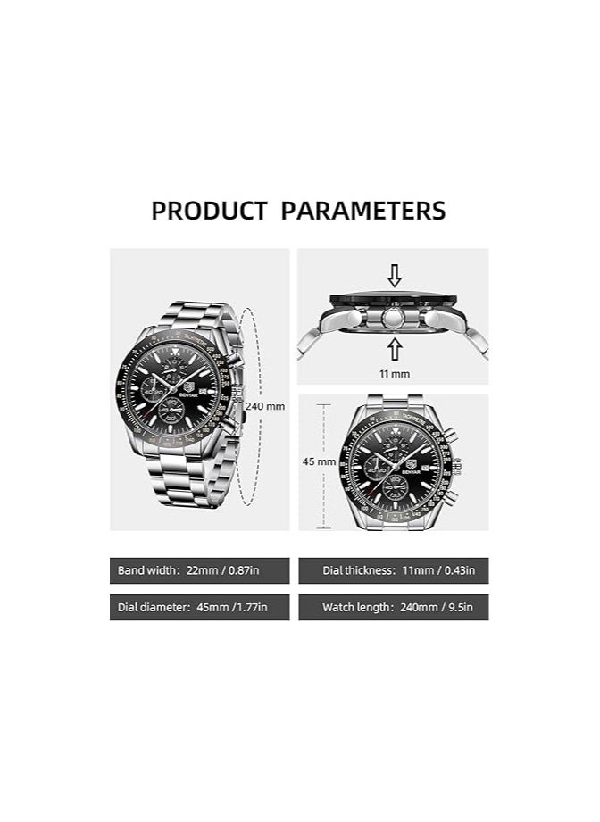 BENYAR - Mens Watches Chronograph Analog Quartz Movement Leather Band Stylish Sports Designer Wrist Watch - Image 1