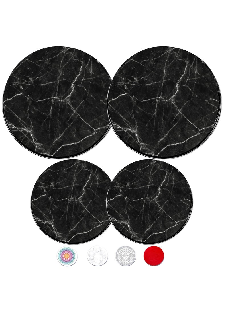 Robbins Aria Electric Stove Burner Covers  Protect Stovetop  Set of 4 10 and 8 inches  Black Marble 