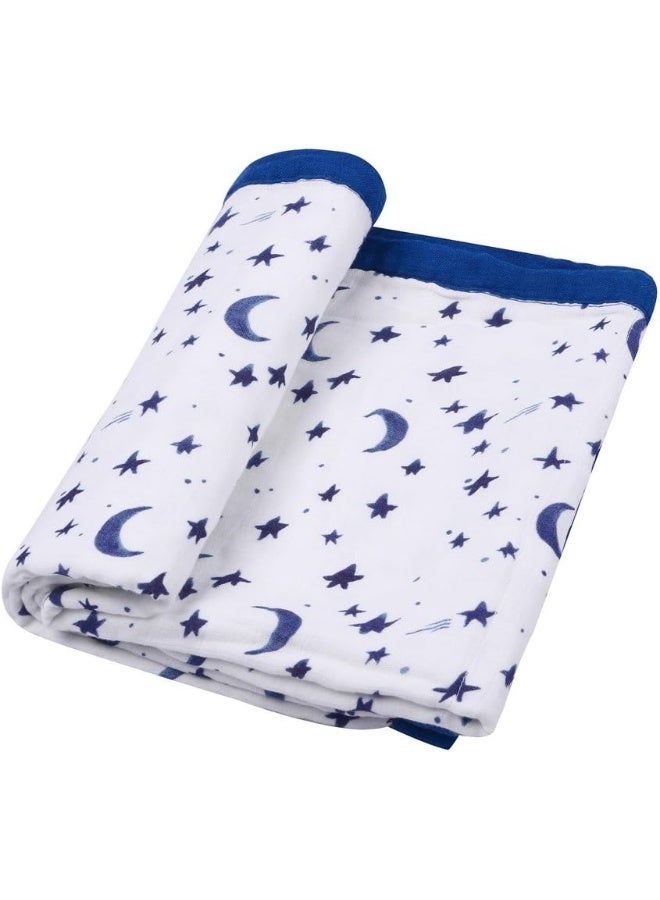 Little Jump Little Jump Starry Sky Muslin Stroller Blanket - Silky Soft and Breathable Summer Blanket for Toddler - Oversized 47" x 47" - 2 Layers Muslin Baby Blanket for Baby Girl and Boy (Starry Sky)  - Image 3