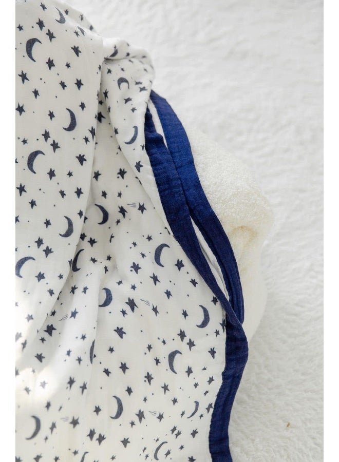 Little Jump Little Jump Starry Sky Muslin Stroller Blanket - Silky Soft and Breathable Summer Blanket for Toddler - Oversized 47" x 47" - 2 Layers Muslin Baby Blanket for Baby Girl and Boy (Starry Sky)  - Image 4