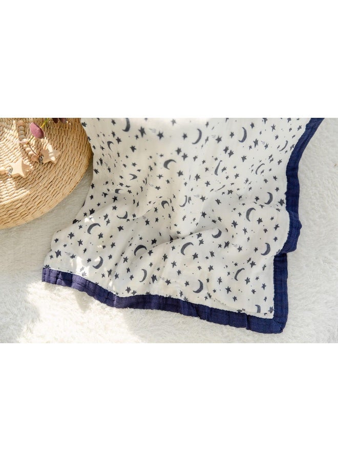Little Jump Little Jump Starry Sky Muslin Stroller Blanket - Silky Soft and Breathable Summer Blanket for Toddler - Oversized 47" x 47" - 2 Layers Muslin Baby Blanket for Baby Girl and Boy (Starry Sky)  - Image 5
