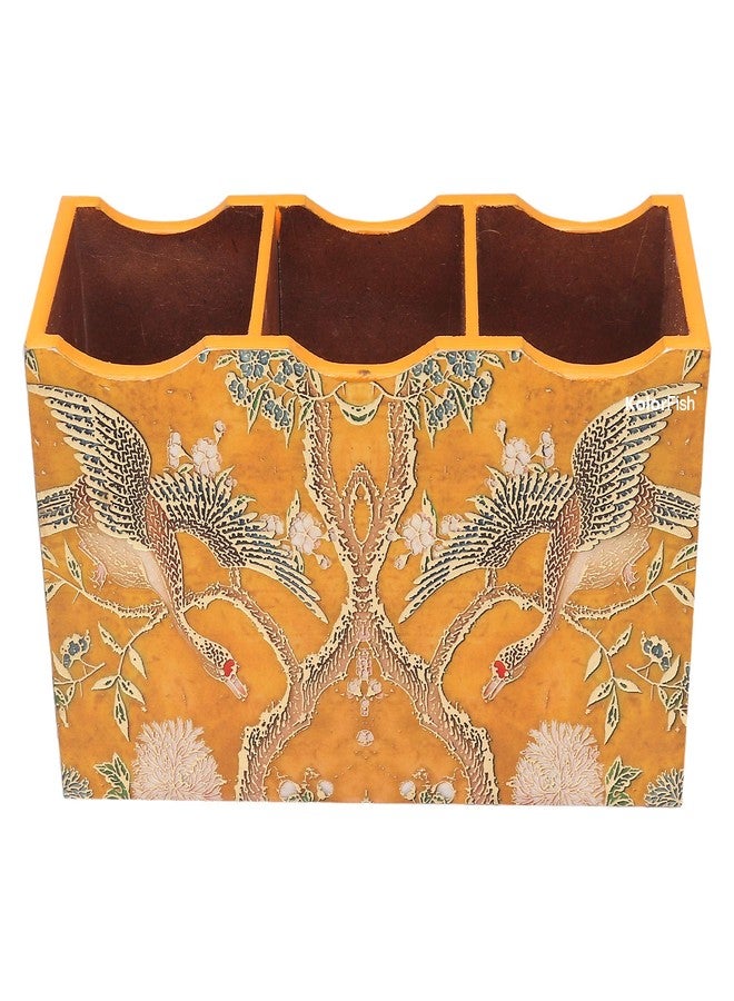Kolorfish MDF Wooden Cutlery Stand Holder with Special Enamel Coating and 3D Gold Foiling Work for Dining Table and Kitchen (Yellow Bird - Gold Series) - Image 3