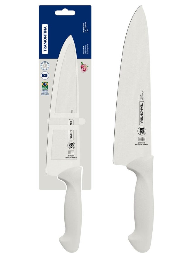 ترامونتينا سكين شيف ترامونتينا بريميوم  بوصة بشفرة ستانلس ستيل ومقبض بولي بروبلين أبيض - Image 1
