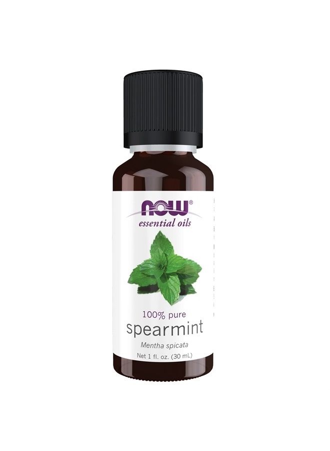 now Essential Oils, Spearmint Oil, Stimulating Aromatherapy Scent, Steam Distilled, 100% Pure, Vegan, Child Resistant Cap, 1-Ounce  - Image 1
