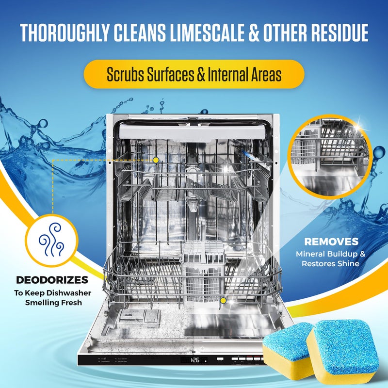 Bastion Dishwasher Cleaner Tablets - 24 Tablets (1-Year Supply) Lemon-Scented, Heavy Duty Cleaning Descaler Pods for Dish Washer, Deep Cleans & Maintains Your Dishwashing Machine for Optimal Performance - Image 2