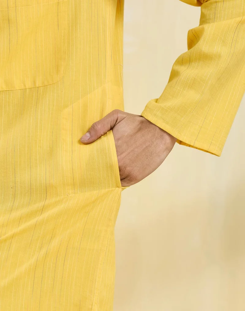 Fabindia Yellow Cotton Long Kurta